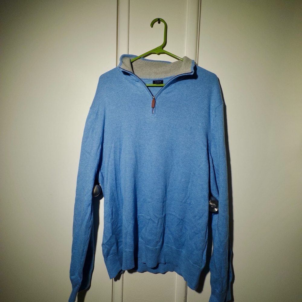 J. Crew Blue Zip Up Sweater with Ribbed Cuffs